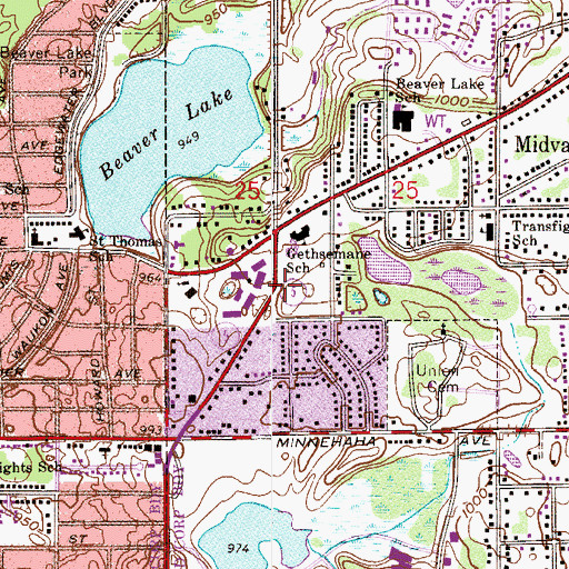 Topographic Map of Gethsemane Park, MN