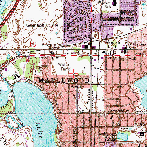 Topographic Map of Gloster Park, MN