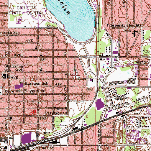 Topographic Map of Lane Park, MN