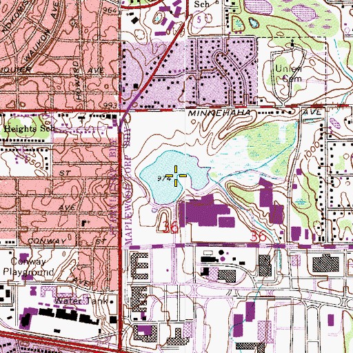 Topographic Map of Three M Lake, MN