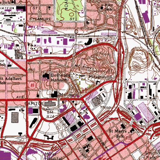 Topographic Map of Valley Playground, MN