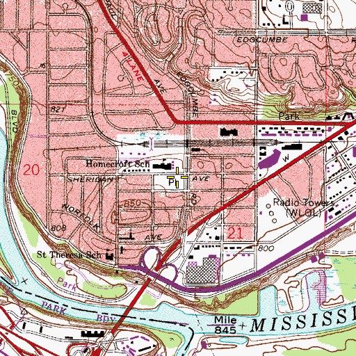 Topographic Map of Homecroft Park, MN