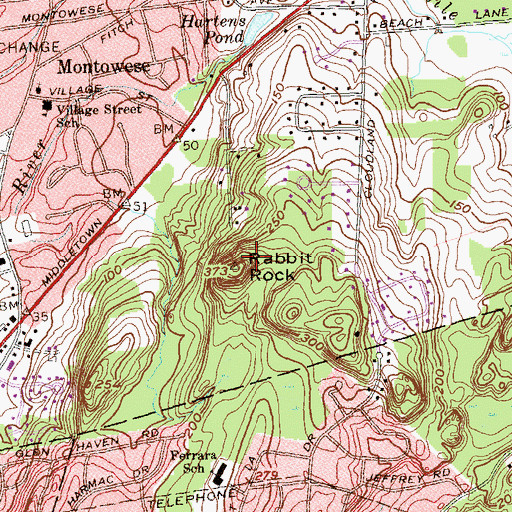 Topographic Map of Rabbit Rock, CT