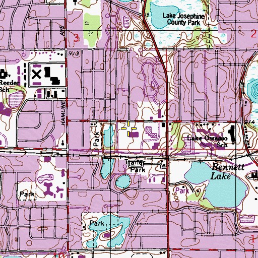 Topographic Map of Veterans Park, MN