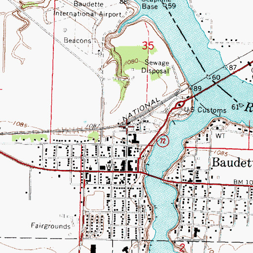 Topographic Map of Baudette Station, MN