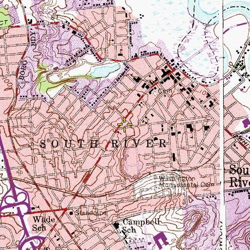 Topographic Map of Tabernacle Baptist Church, NJ