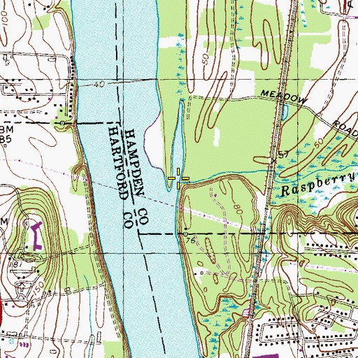 Topographic Map of Raspberry Brook, CT