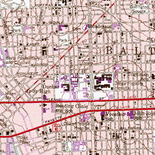 Topographic Map of Caroline Street Garage, MD