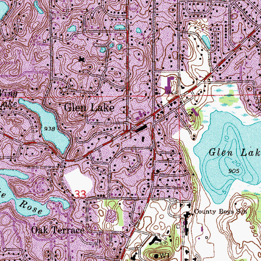 Topographic Map of Glen Lake Post Office (historical), MN