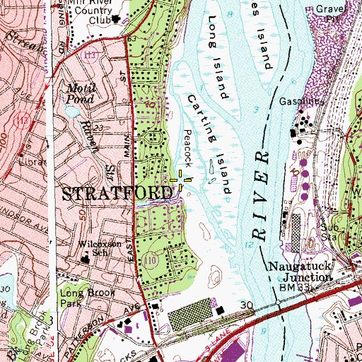 Topographic Map of Raven Stream, CT