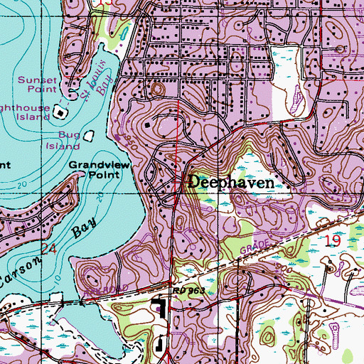Topographic Map of Deephaven Post Office (historical), MN