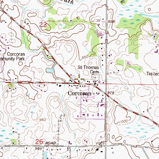 Topographic Map of Corcoran Post Office (historical), MN