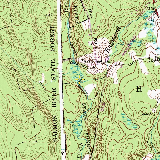 Topographic Map of Raymond Brook, CT