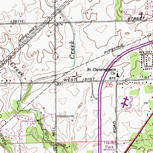 Topographic Map of Bethlehem Lutheran Church, IN