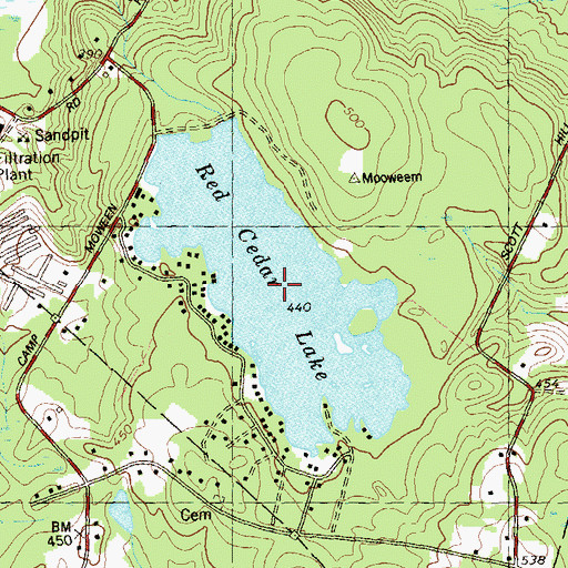 Topographic Map of Red Cedar Lake, CT