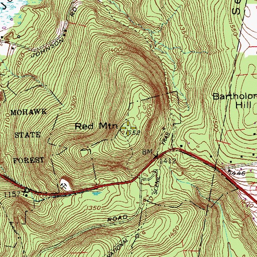 Topographic Map of Red Mountain, CT
