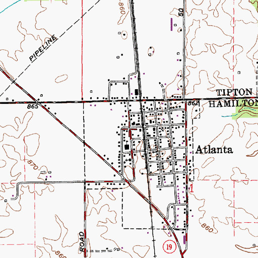 Topographic Map of Atlanta Public Library, IN