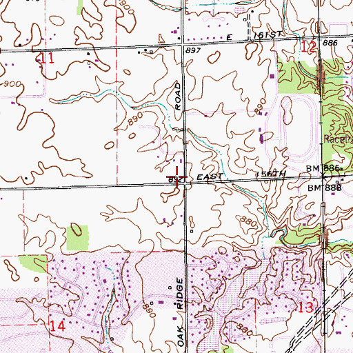 Topographic Map of Oakridge Friends Meeting House (historical), IN