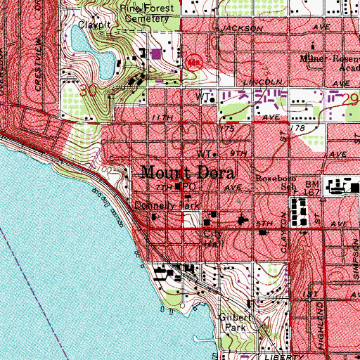 Topographic Map of Mount Dora Post Office, FL
