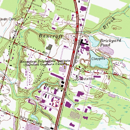 Topographic Map of Rensselear Polytechnic Institute, CT