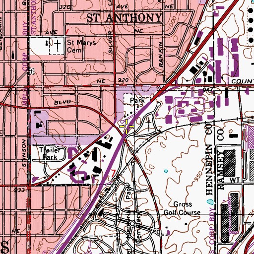 Topographic Map of Trillum Park, MN