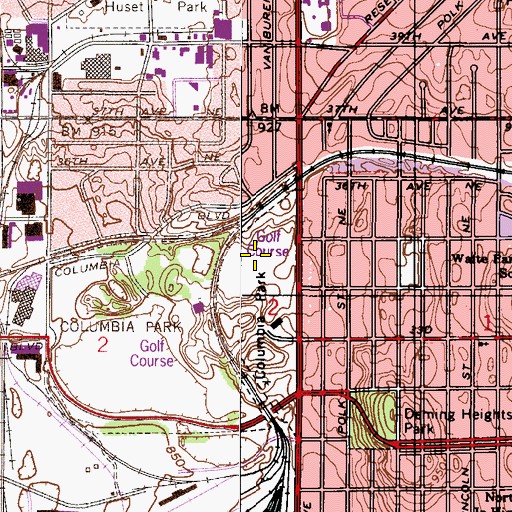 Topographic Map of Columbia Golf Course, MN