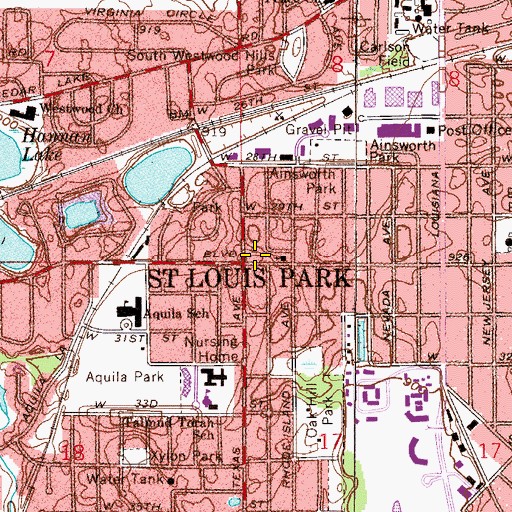 Topographic Map of Rainbow Park, MN