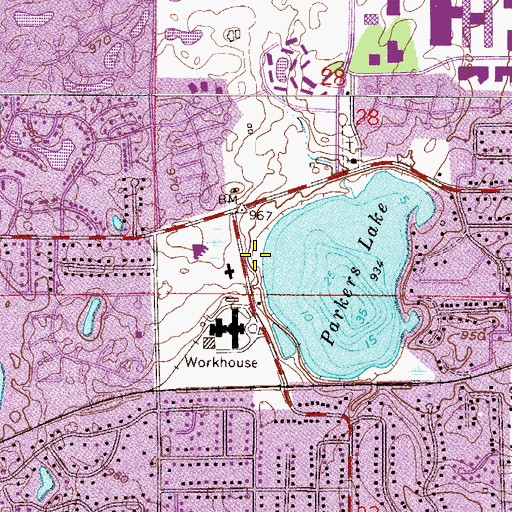 Topographic Map of Parkers Lake Park, MN