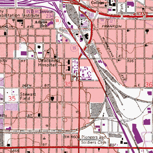Topographic Map of Cedar Avenue Field, MN