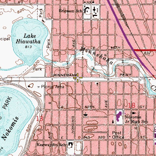 Topographic Map of Longfellow Gardens, MN