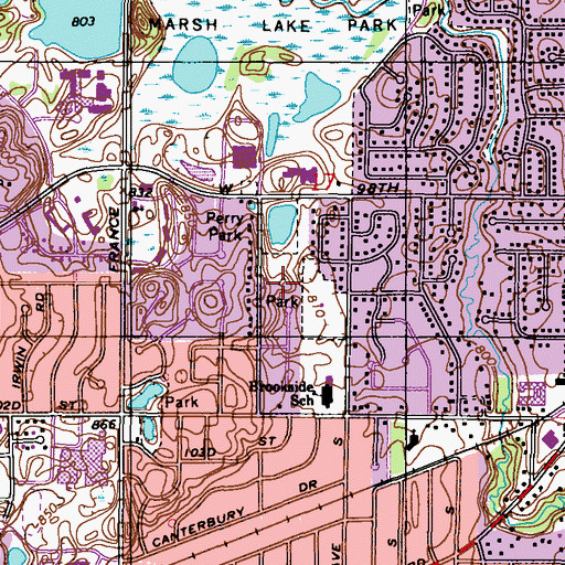 Topographic Map of Brooksdale Playground, MN