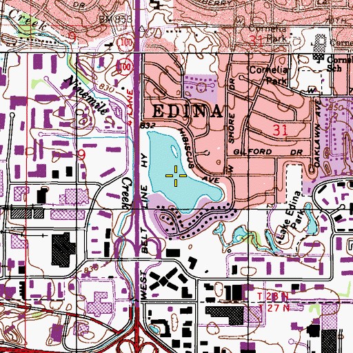 Topographic Map of Lake Edina, MN