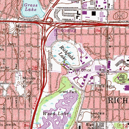 Topographic Map of Ritchfield Lake Park, MN