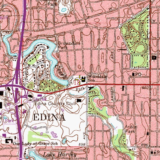 Topographic Map of Wooddale Park, MN
