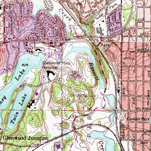 Topographic Map of Theodore Wirth Golf Course, MN