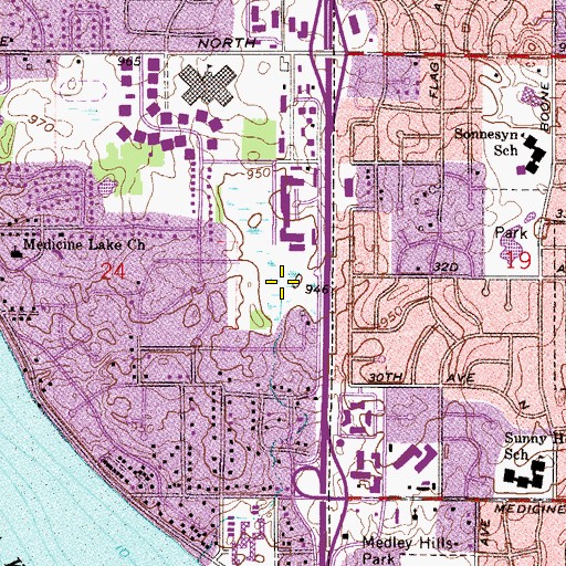 Topographic Map of Plymouth Community Playfield, MN