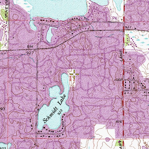 Topographic Map of Schmidt Lake Park, MN