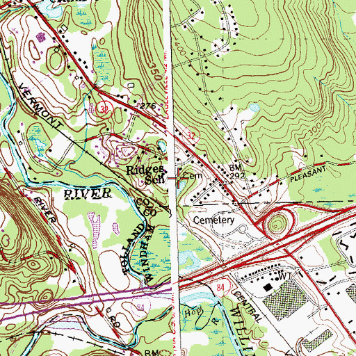 Topographic Map of Ridges School, CT