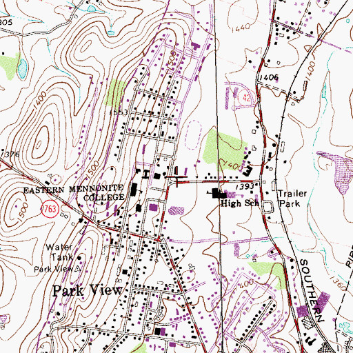 Topographic Map of Maplewood Residence Hall, VA