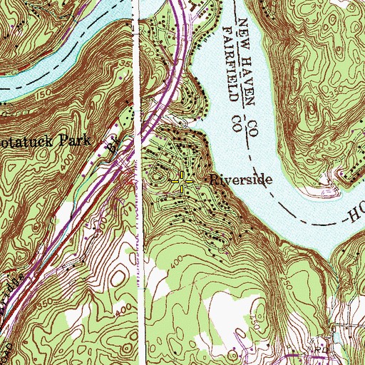 Topographic Map of Riverside, CT