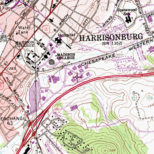 Topographic Map of Chappelear Hall, VA