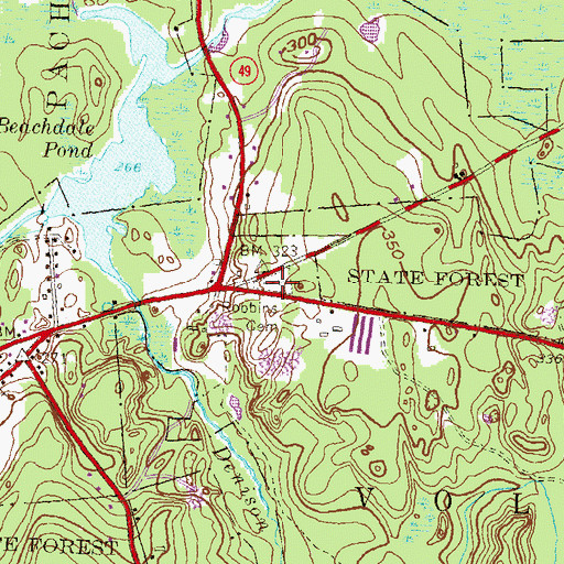 Topographic Map of Robbins Cemetery, CT