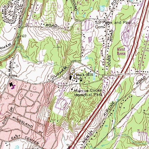 Topographic Map of Rock Hill Elementary School, CT
