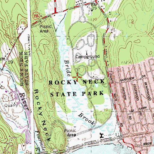 Topographic Map of Rocky Neck State Park, CT