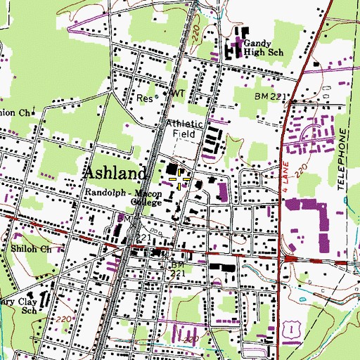Topographic Map of Frank E Brown Campus Center, VA