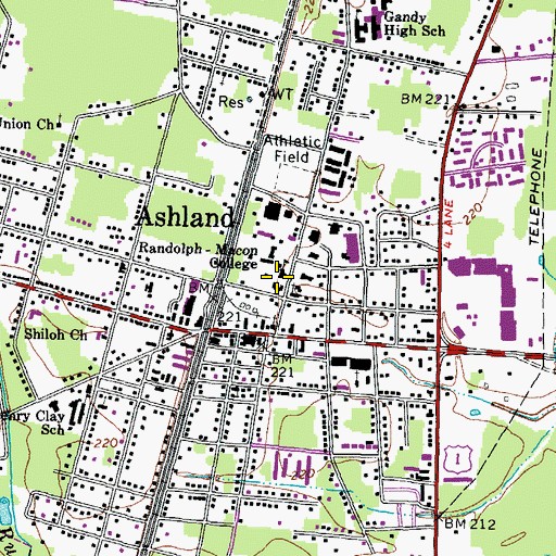 Topographic Map of Peele Hall Administration Building, VA