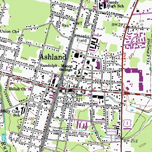 Topographic Map of Thomas Branch Hall, VA