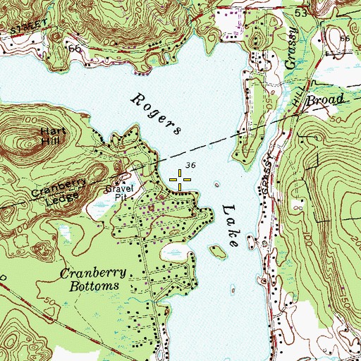 Topographic Map of Rogers Lake, CT