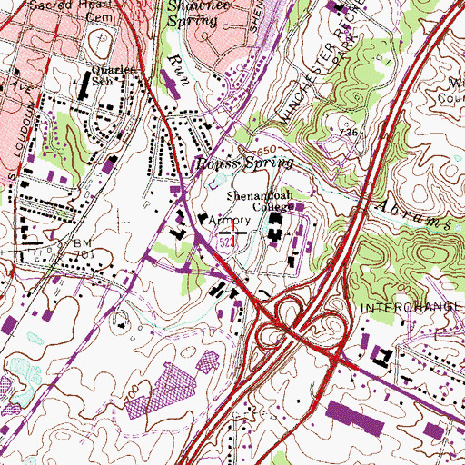 Topographic Map of Ruebush Hall, VA