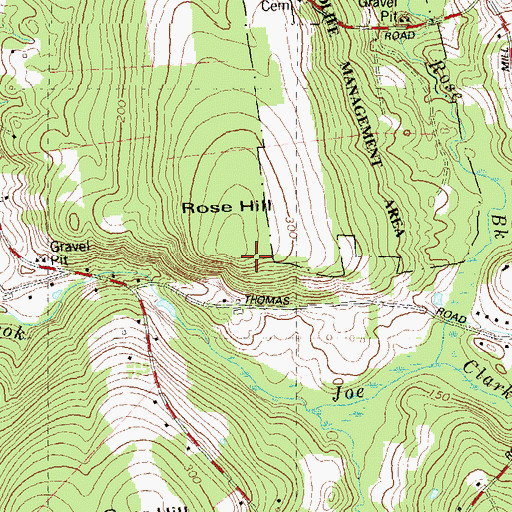Topographic Map of Rose Hill, CT